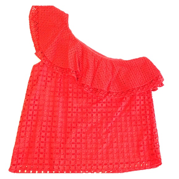 J.Crew one-shoulder eyelet ruffle shirt - Picture 1 of 3